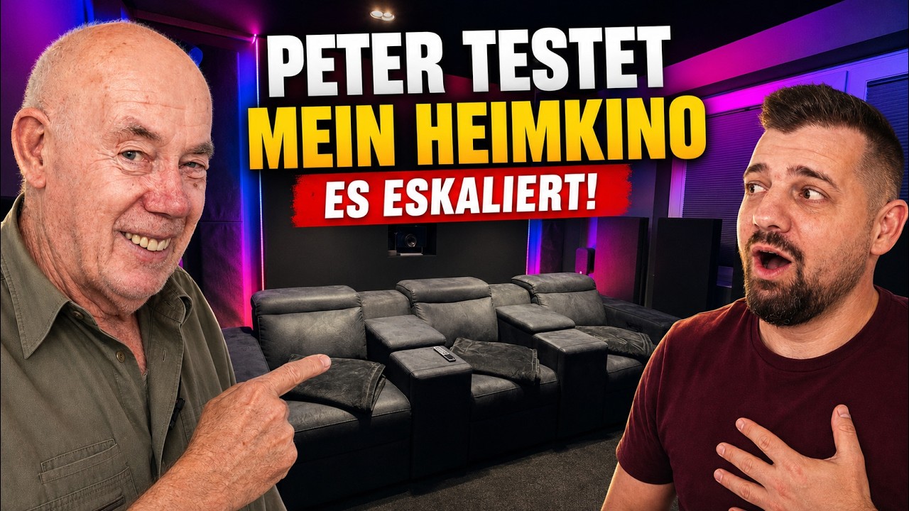 Peter und Tobi vor Tobis Heimkino beim gemeinsamen Heimkino-Abend